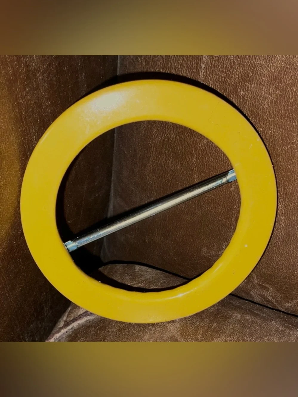 Vintage Astor West Germany Yellow Belt Buckle Mod Lucite Scarf Slide Retro